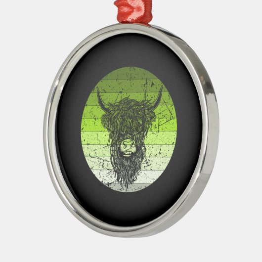 Scottish Highland Cattle Retro Ornament Aus Metall (Links)