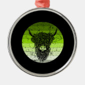 Scottish Highland Cattle Retro Ornament Aus Metall (Vorne)