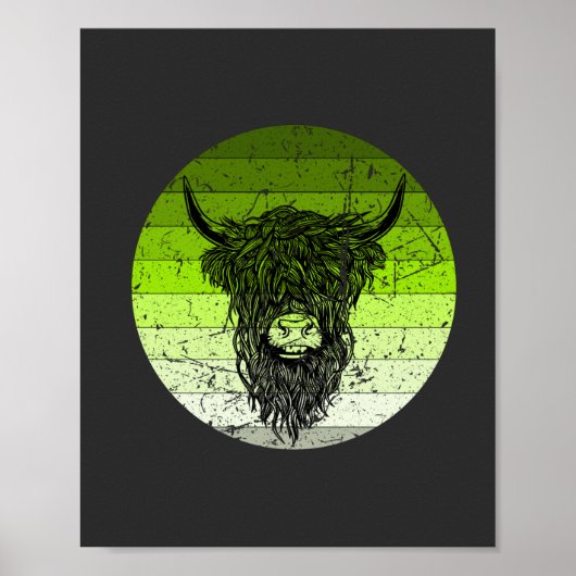 Scottish Highland Cattle Retro Poster (Vorne)