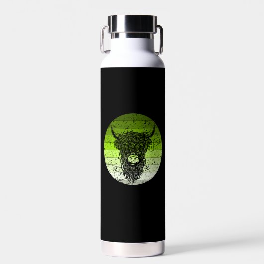 Scottish Highland Cattle Retro Trinkflasche (Vorne)