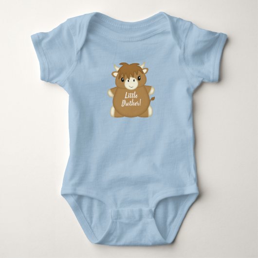 Scottish Highland Cow Baby Shower Blue Baby Strampler (Vorderseite)