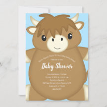 Scottish Highland Cow Baby Shower Blue