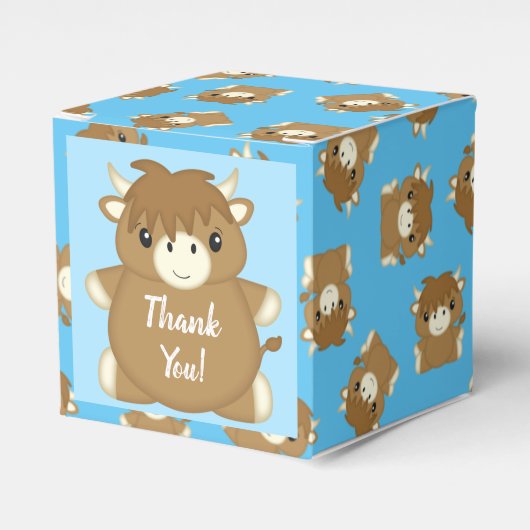 Scottish Highland Cow Baby Shower Blue Geschenkschachtel (Vorderseite)