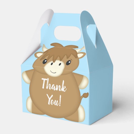 Scottish Highland Cow Baby Shower Blue Geschenkschachtel (Vorderseite)