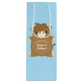 Scottish Highland Cow Baby Shower Blue Geschenktüte Für Weinflaschen (Vorderseite)