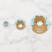 Scottish Highland Cow Baby Shower Blue Konfetti (Rückseiten)
