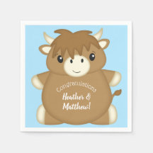 Scottish Highland Cow Baby Shower Blue
