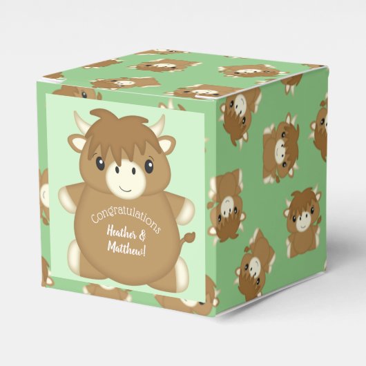 Scottish Highland Cow Baby Shower Geschenkschachtel (Vorderseite)