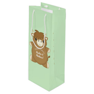 Scottish Highland Cow Baby Shower Geschenktüte Für Weinflaschen