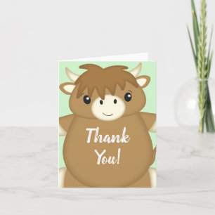 Scottish Highland Cow Baby Shower Green Dankeskarte