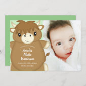 Scottish Highland Cow Baby Shower Green Einladung (Vorne/Hinten)
