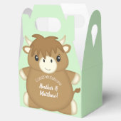 Scottish Highland Cow Baby Shower Green Geschenkschachtel (Geöffnet)
