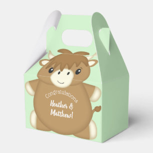 Scottish Highland Cow Baby Shower Green Geschenkschachtel
