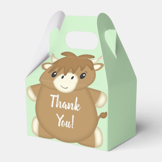 Scottish Highland Cow Baby Shower Green Geschenkschachtel (Vorderseite)