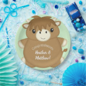 Scottish Highland Cow Baby Shower Green Pappteller (Party)