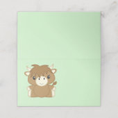 Scottish Highland Cow Baby Shower Green Platzkarte (Außenseite Aufgefaltet)
