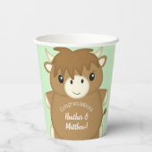 Scottish Highland Cow Baby Shower Pappbecher (Rückseite)