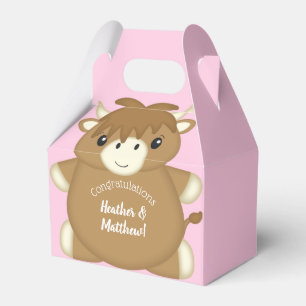 Scottish Highland Cow Baby Shower Pink Geschenkschachtel