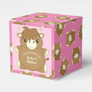 Scottish Highland Cow Baby Shower Pink Geschenkschachtel