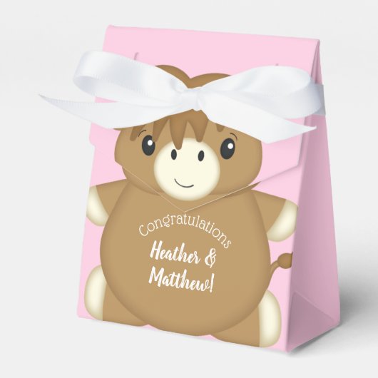 Scottish Highland Cow Baby Shower Pink Geschenkschachtel (Vorderseite)