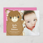 Scottish Highland Cow Baby Shower Pink Postkarte (Vorne/Hinten)