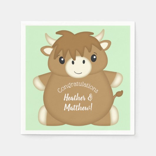 Scottish Highland Cow Baby Shower Serviette (Vorderseite)