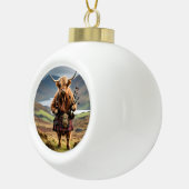 Scottish Highland Cow Bagpiper,  Keramik Kugel-Ornament (Rechts)