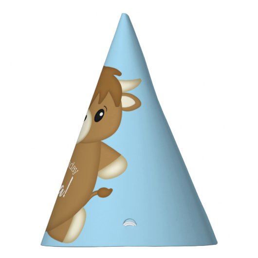 Scottish Highland Cow Birthday Party Blue Partyhütchen (Rechts)