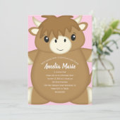 Scottish Highland Cow Birthday Party Pink Einladung (Stehend Vorderseite)