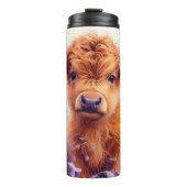 Scottish Highland Cow Calf Lila Wildblumen Thermosbecher (Vorderseite)