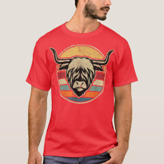 Scottish Highland Cow Cattle Bauer Retro Vintag T-Shirt