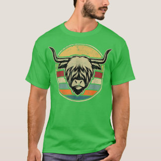 Scottish Highland Cow Cattle Bauer Retro Vintag T-Shirt