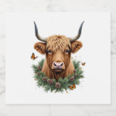 Scottish Highland Cow Cattle Hairy Cow Christmas W Schaumweinetikett (Einzelnes Label)