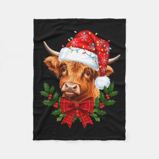 Scottish Highland Cow Christmas Funny Cow Lover Xm Fleecedecke (Vorderseite)