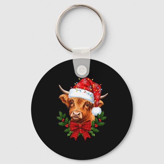 Scottish Highland Cow Christmas Funny Cow Lover Xm Schlüsselanhänger (Vorderseite)