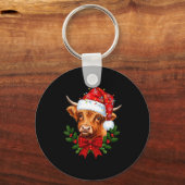 Scottish Highland Cow Christmas Funny Cow Lover Xm Schlüsselanhänger (Vorderseite)