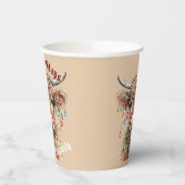 Scottish Highland Cow Christmas Lights Pappbecher (Links)