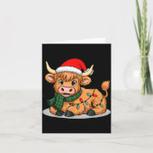 Scottish Highland Cow Christmas Lights Xmas Party Karte (Vorderseite)