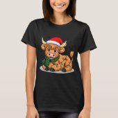 Scottish Highland Cow Christmas Lights Xmas Party T-Shirt (Vorderseite)