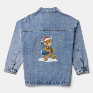 Scottish Highland Cow Christmas Piper Jeansjacke