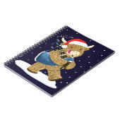 Scottish Highland Cow Christmas Piper Notizblock (Linke Seite)