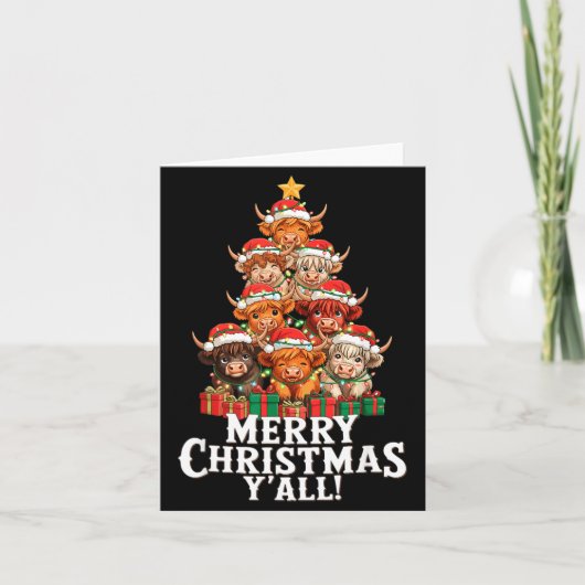 Scottish Highland Cow Christmas Tree Funny Cow Lov Karte (Vorderseite)