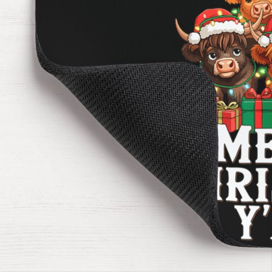 Scottish Highland Cow Christmas Tree Funny Cow Lov Mousepad (Ecke)
