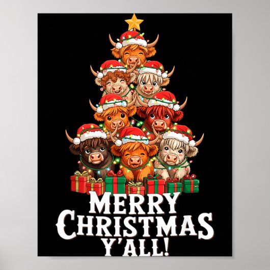 Scottish Highland Cow Christmas Tree Funny Cow Lov Poster (Vorne)