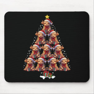 Scottish Highland Cow Christmas Tree Lights Xmas C Mousepad