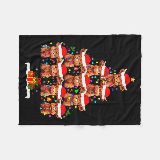 Scottish Highland Cow Christmas Tree Lights Xmas P Fleecedecke (Vorderseite (Horizontal))