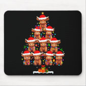 Scottish Highland Cow Christmas Tree Lights Xmas P Mousepad (Vorne)