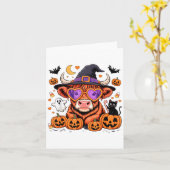 Scottish Highland Cow Ghost Pumpkin Candy Hallowee Karte (Gelbe Blume)