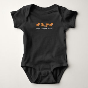 Scottish Highland Cow Gift So Roll ich Baby Strampler