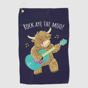 Scottish Highland Cow Gitarrist Rock Aye The Moo! Golfhandtuch